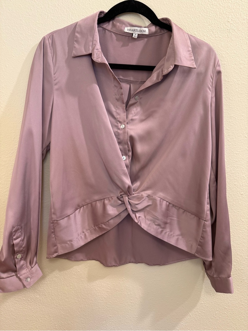 Heartloom Dusty Mauve Twist-Front Button-Down Shirt. Never worn